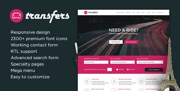 Transfers – Transport and Car Hire HTML Template
